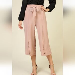Timing High waisted front slit capri pants Taupe colored NWT